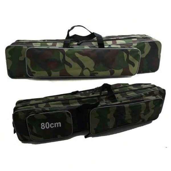 OISE ART STORE Borsa Fodero Custodia Porta Canne Da Pesca 80cm Con 2 Scomparti Zip Pieghevole -