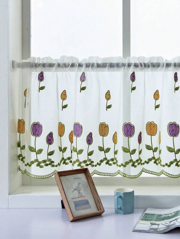 1 pieza Cortina corta de estilo pastoril minimalista para ventana, armario de zapatos, entrada