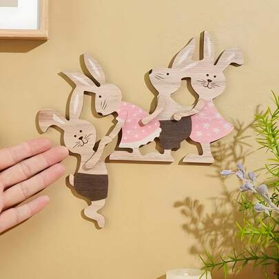Easter Bunny Shaped Wall Corner Decor, Suitable For Walls, Doors And Windows; Handmade Wooden Craft Home Decor; Door Frame Decoration; Suitable For Indoor And Outdoor Celebration And Party; Gift Decoration; Suitable For Placing In Corners, Door Frames, Windowsills And Easter Party Decorations; Beautiful Easter Bunny Decorations; Easter Gifts; Easter Decorations