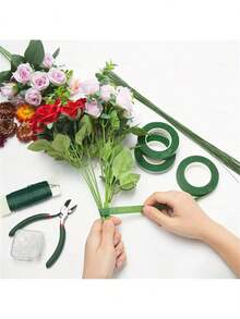 5pcs 12MM X 20YD Green Self-Adhesive Floral Tape, Bouquet Wrapping Tape For Artificial Flowers Plants Stems, DIY Craft Decor - Multicolor - View 4