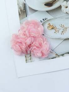 1pc Elegant Floral Mesh Rose Brooch, Suitable For Women To Wear On Daily, Party, And Work Outfits - Shape - View 3