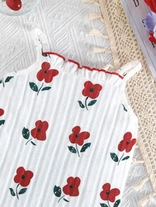 3件組嬰兒套裝，柔軟舒適極簡羅紋花卉印花連身衣組合，適合嬰兒夏季戶外穿著 - 白色 - 查看 6