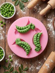 1 pieza/2 piezas Molde de silicona con forma de guisante para hornear mousses, pastelerías francesas, pudines de chocolate y magdalenas. Antiadherente y fácil de desmoldar, molde de silicona vegetal. - Rosa - Ver 3