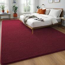 222 Bedroom & Living Room Nordic Dark Red Rug, 4'x6'/6'x9' Faux Cashmere Soft Short Pile | Thickened Memory Foam Non-Slip Dining Area Deco - Burgundy - View 3
