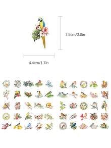 50/150/250/500张水彩鸟涂鸦贴纸，适用于装饰日记本、手账、剪贴簿、计划本、笔记本、笔记本电脑、手机、平板电脑、吉他等。 - 花鳥 - 查看 8