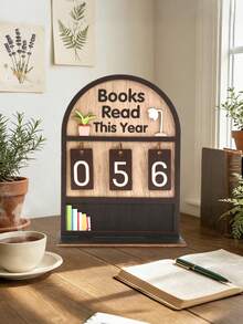 1 Set Wooden Annual Reading Tracker Decor - Can Record 999 Books, Coffee Color Annual Reading Tracker, Office Decor, Living Room & Bedroom Decor, Study Space Decor, Bookshelf Decor, Cabinet Decor, Desk Decor, Retro Decor, Bookstore Counter Decor, Room Decor, Home Decor, Gift For Bookworms, Perfect Gift For Book Lovers, Reading Challenge Gift, Home Accessory, Birthday Gift - Brown - View 4