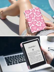 Pink Heart Shape Protective Case Compatible With IPad Air 4/5 10.9 Inch, IPad 7/8/9th 10.2 Inch, IPad 10th Generation,With Built-In Pencil Slot,Supports Automatic Sleep/Wake Lid,Compatible With Samsung Tab S6 10.4 Inch, Tab A9 11 Inch, Kindle Paperwhite 12th Gen 2024,Ins Glitter Style Case, Valentine's Day, Valentine's Day Gifts - Multicolor - View 10