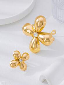 优雅百搭的几何水滴形水钻手链戒指首饰套装，适合正式场合和送礼。 - 金黃色 - 查看 3