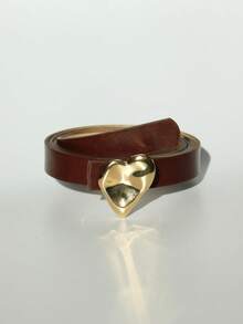 1 Stück Damen Gürtel mit asymmetrischer Schnalle in Herzform, modisches einzigartiges Design, geeignet für den täglichen Gebrauch, schwarz - Verschiedenfarbig - Übersicht 6