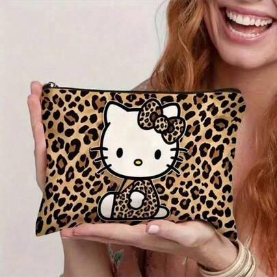 1pc Fashionable Leopard Print Cosmetic Bag, Suitable For Travel And Daily Makeup Storage