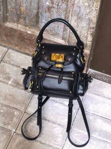 Niche Design Retro Versatile Lock Bag Rivet Backpack 2026 New High-End Commuter Handbag Backpack - Black - View 4