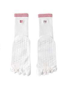 1/2/3/5 Pairs Women Breathable Non-Slip Yoga Socks, Five-Toe Mid-Calf Design With Anti-Slip Grip And Embroidered Dog Pattern, Suitable For Yoga, Pilates, Ballet, Dance And Gymnastics - Multicolor - View 20