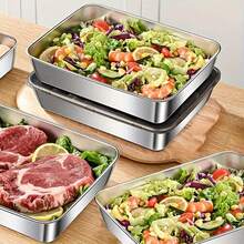 4pcs Set Of Stainless Steel Food Storage And Preservation Containers, Durable And Moisture-Resistant Kitchen Storage Boxes, Household Food Storage Containers, Portable Kitchen And Picnic Food Storage Boxes - Silver - View 2