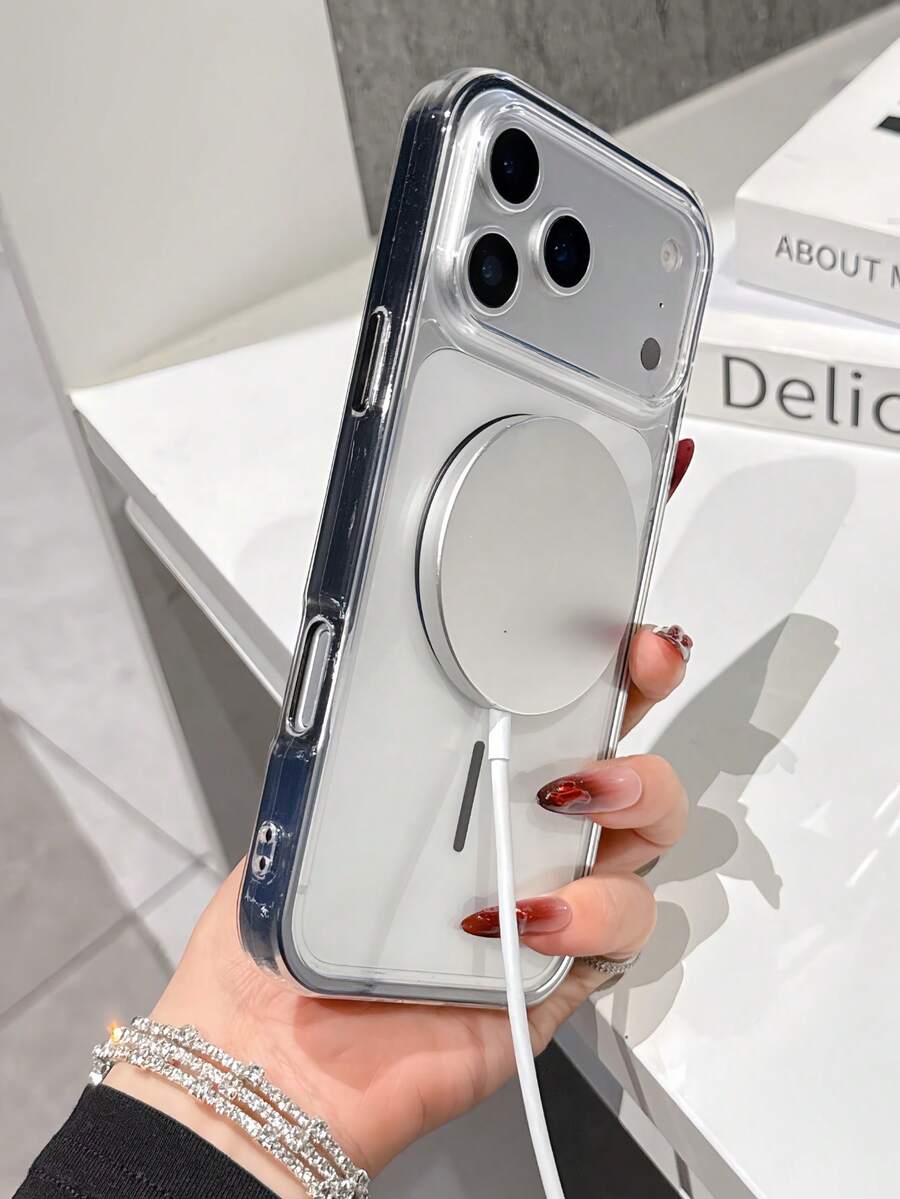 1pc High-Quality Wireless Charging Color-Block Transparent Shockproof Soft Silicone Phone Case, Anti-Drop Anti-Scratch Compatible With Iphone 15/13/13 Pro/13 Pro Max/14/14 Pro/14 Pro Max/14 Plus/12/15 Pro/15 Pro Max/16/16 Pro Max/16 Pro/16 Plus/17/17 Pro Max/Air/ 11/ 18 Pro Max/18 Pro Cute Apple Smartphone Protective Shell