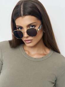 1 Stück unisex geometrische Mode Metall Vintage Polygon Brille, geeignet für den täglichen Gebrauch, Pendeln, Fotografie Dekoration und modische Brillen - Verschiedenfarbig - Übersicht 1