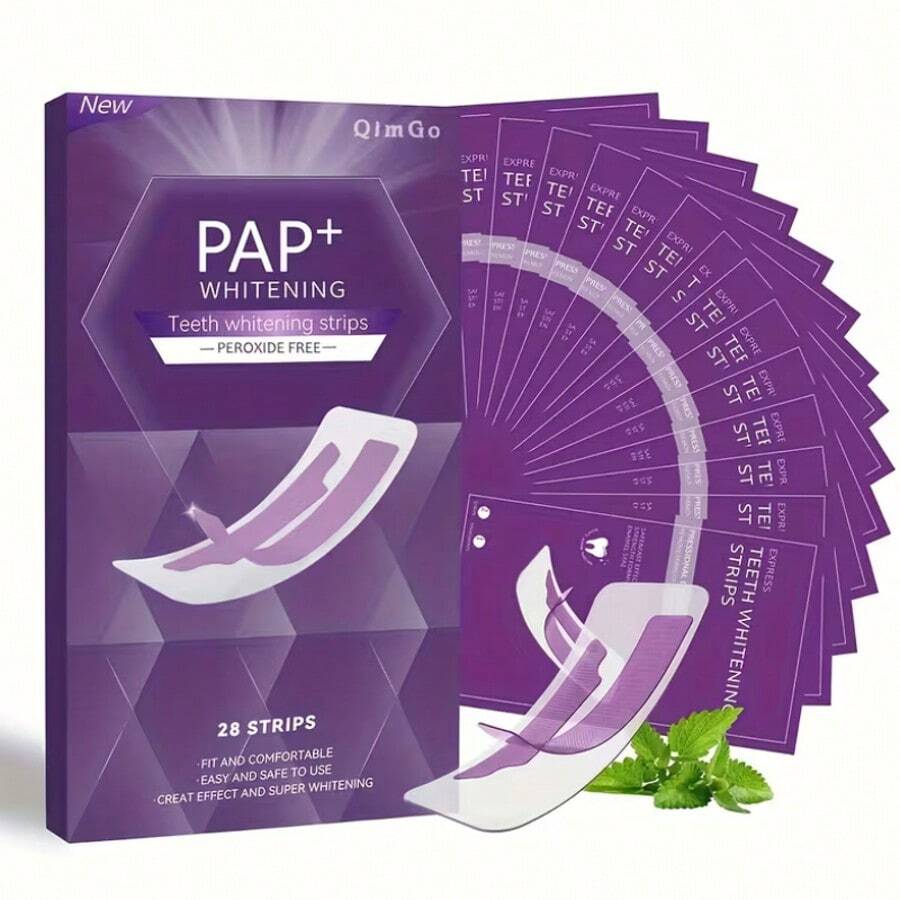 7D+PAP+干式粘合剂+紫色牙齿美白贴，牙齿美白，美白贴，深度清洁，口腔护理，美白贴，清新口气，美白贴，旅行和居家使用，紫色美白，7-14对，干式粘合剂，紫色美白贴 - 紫色+PAP+乾貼+牙貼 - 查看 1