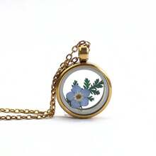 1件创意钛钢项链，配圆形干花吊坠，简约干花压制项链 - 圓形 - 查看 10