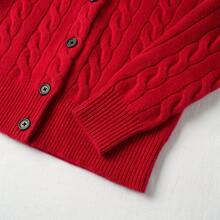 Polo Ralph Lauren Classic Embroidered Wool Cardigan | Cable-Knit Cashmere Blend Crewneck Button-Front Sweater, Women's Timeless Knitwear - 紅色 - 查看 4