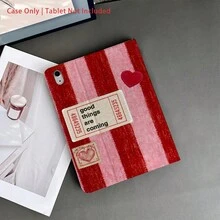 1 Pc Retro Stripe & Positive Quote Protective Tablet Case - Ideal For Sweet & Optimistic Style Enthusiasts With Pen Holder Compatible With IPad 10.9/10.2/ Air 5th Gen/Pro11/10th/9.7/Air 2/IPad (7th Gen)/ IPad (8th Gen)/IPad Air 4/5/IPad Pro 11/IPad 10th Generation 10.9-Inch 2022 Smart Case/IPad Air 13(M3 2025)/IPad Air 11(M3 2025)/IPad Air 11(M3 2025)/IPad 11(A16 2025)/Galaxy Tab S10+/S9/A9, Auto Sleep/Wake Function - Multicolor - View 7