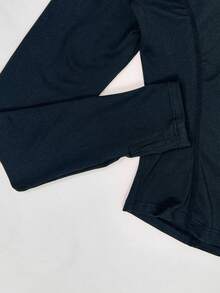 Plain Minimalist Stand Collar Zip-Up Casual Slim Fit Women Sports Yoga Jacket - Black - View 3