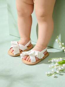 婴儿男女童夏季凉鞋派对婚礼礼服平底鞋新生儿学步鞋学步鞋0-18个月 - 白色 - 查看 6