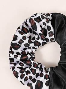 10pcs Elegant Leopard Print & Black Patchwork Scrunchies Hair Accessories For Women Hair Ties Ponytail Holder Scrunchy Hair Ties - Multicolor - View 6