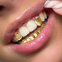 1 Set Unisex Hiphop Style Glossy Heart Zirconia Plum Blossom Flat Tooth Grillz, Suitable For Daily Wear, Festivals And Parties - Multicolor - View 1