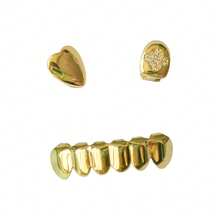 1 Set Unisex Hiphop Style Glossy Heart Zirconia Plum Blossom Flat Tooth Grillz, Suitable For Daily Wear, Festivals And Parties - Multicolor - View 10