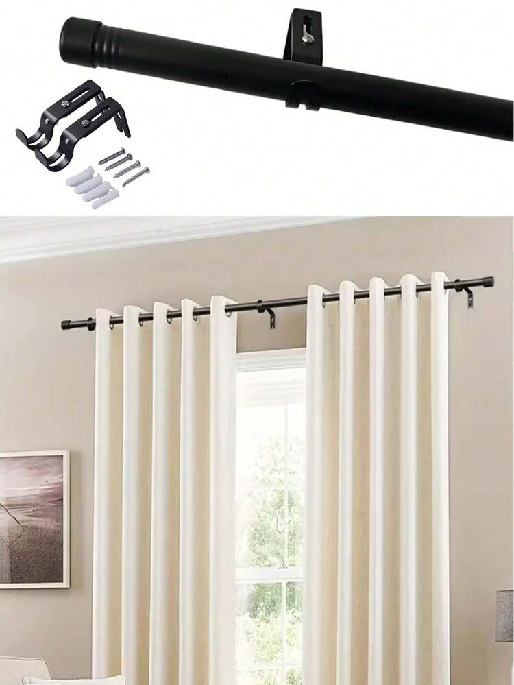 0.98 Inch Splice Black Curtain Rod/Roman Rod, Classic Versatile Style, Curtain Rod Set With Brackets, Length 31.5-158 Inches, Multiple Sizes Available, Easy Installation, Durable, Suitable For: Curtain Rod/Shower Rod/Sun Shade Rod/Sheer Curtain Rod, Can Be Wall-Mounted Or Hanging Installed, Suitable For Curtains, Sheer Curtains, Shower Curtains, Etc., Suitable For Bedroom, Kitchen, Living Room, Dining Room, Office, Dorm Or Rental, Modern Minimalist Design, Lightweight Curtain Rod Bracket Set - A - View 10