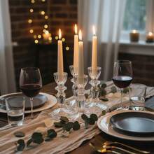 1件/套玻璃烛台，复古法式风格，透明纹理单臂锥形烛台，适用于餐桌中心装饰、客厅壁炉架摆设、婚礼招待会装饰、节日派对布置、精品酒店点缀、浪漫约会之夜、新娘送礼会布置、办公室接待氛围。 - 多色 - 查看 3