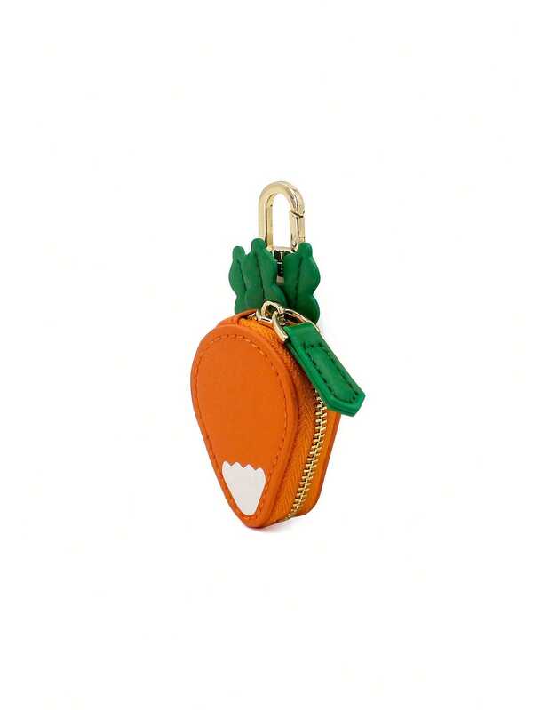 1pc Carrot-Shaped Mini Bag - Vegetable Keychain Purse With Oil-Edged Seal, Cute Carrot Fruit Money Holder For Bags & Backpacks (Casual Handbag Accessory) Suitable For Bags/Purses