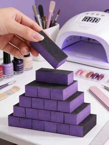 Bộ 20/10 dũa móng tay chuyên nghiệp, dụng cụ đánh bóng móng, dụng cụ làm móng, độ nhám 100/180, màu đen & tím, dũa móng tay và dũa chân 3 mặt. - Nhiều màu - Xem 2