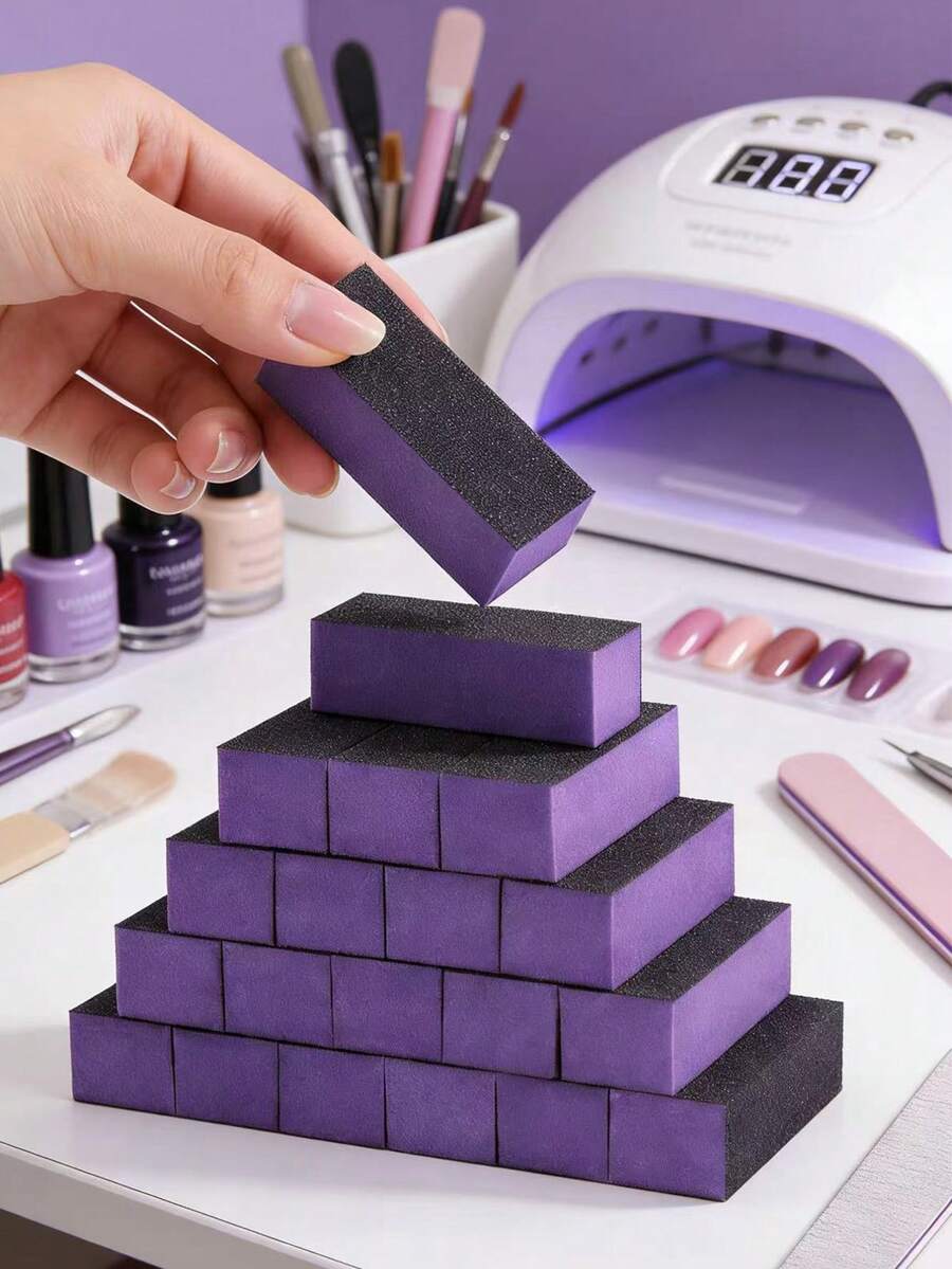 Bộ 20/10 dụng cụ mài móng chuyên nghiệp, dụng cụ làm móng, độ nhám 100/180, dũa móng 3 mặt màu đen & tím, dụng cụ chăm sóc chân. - Nhiều màu - Xem 1