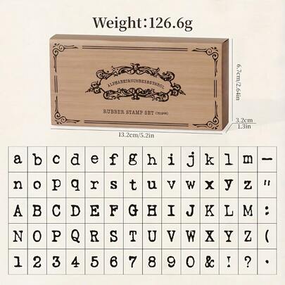 70 Pieces/Box Wooden Planner Stamp Set Uppercase & Lowercase Letters + Numbers And Symbols Combination DIY Creative Stationery Handmade Gift