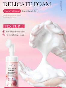 120毫升樱花胶原蛋白/蜜桃洁面慕斯，丰富泡沫，温和清洁并去除角质，面部清洁慕斯 - 潔顏慕斯 - 查看 5