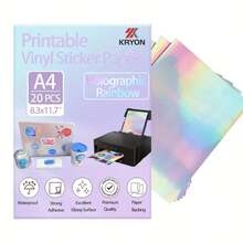 420 Sheets Holographic Printable Sticker Paper, Compatible With Inkjet And Laser Printers, Glossy Vinyl Sticker Paper, Quick Dry - 8.3X11.7 Inches, Rainbow Color - 10ps - View 12