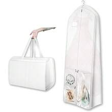 UNIQUEFORYOU 70-Inch Wedding Dress Garment Bag With Handles, Foldable Clothes Storage Bag With Pockets And Zipper, White, 180cm Long - Multicolor - View 8