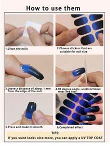 1片美甲贴纸，女士美甲贴花，自粘防水，易于使用，适合派对、节日、生日、情人节礼物 - 彩色 - 查看 8