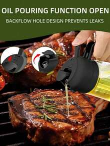 1pc Olive Oil Dispenser For Kitchen - 2 In 1 Olive Oil Dispenser And Oil Sprayer - Olive Oil Dispenser Bottle -2 In 1 Oil Dispenser & Oil Sprayer For Cooking - Oil Dispenser For Kitchen, Olive Oil Dispenser Bottle For Kitchen, Barbecue, Salad. Christmas Stuff. - 軍綠色 - 查看 4