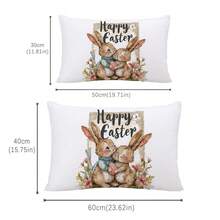 1pc 11.81*19.71in(30*50cm)/15.75*23.62in(40*60cm) Easter Egg & Rabbit Print Pillow Cover [Single-Sided Printing], Home Decor Cushion Cover For Bed, Sofa, Car, Suitable For Daily Use Or High-End Minimalist Decoration, Living Room, Bedroom - Multicolor - View 3