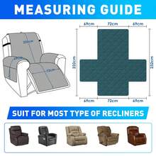 YSTYLE Funda grande para sillón reclinable relajante de una plaza, impermeable, universal, con bolsillos laterales - Verde Oscuro - Ver 4