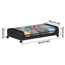 2pcs Under Bed Storage Containers: Rolling Drawers With Clear Window For Home Organization - Black - View 2