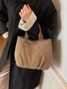 peach tree 女士休闲托特包，简约纯色手提包，男女通用单肩包，大容量多口袋多功能随身包，适合度假、旅行、送礼、返校、大学、情人节等场合。 - 彩色 - 查看 8