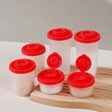 1/3pcs Moisture-Proof Salt And Pepper Shaker Containers With Red Lids, Sealed Plastic Seasoning Jars Dispenser - Red - View 4