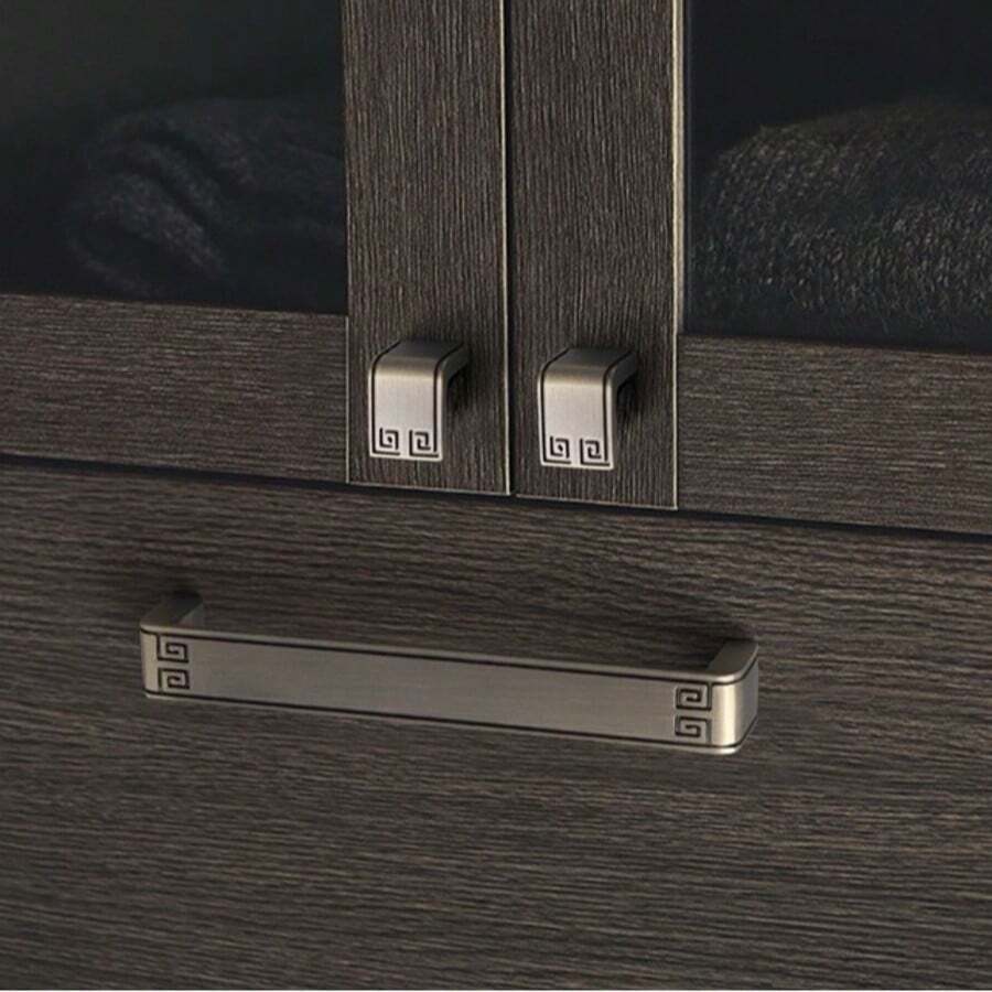 Chinese Retro Geometric Pattern Metal Drawer Knobs & Pulls | Minimalist Cabinet Handles For Dresser Cupboard - C - View 1