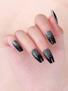 64片装亮片美甲贴纸，简约纯色全覆盖亮片美甲贴纸，适合女士派对DIY美甲用品 - 彩色 - 查看 4