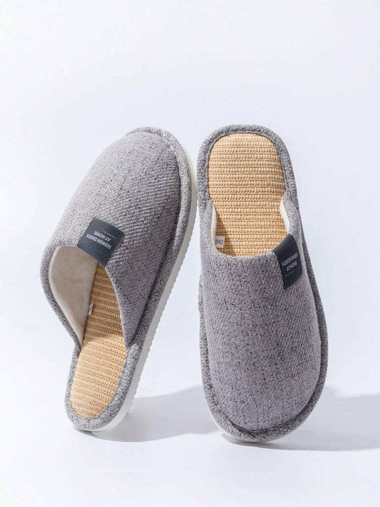 Unisex Simple Indoor Slippers, Soft Bottom Comfortable All Season Home Casual Slippers, Quiet Bedroom & Living Room Wood Floor Slippers - Grey - View 4
