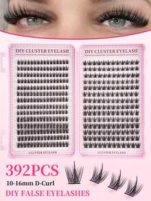 392片卡通风格浓密假睫毛，娃娃眼效果动漫风格可重复使用假睫毛，适合初学者、角色扮演、派对、万圣节 - D - 查看 2