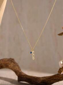 1pc Customized Heart-Shaped Vertical Hanging Name Necklace, Women's Stainless Steel Gold Letter Personalized Birthday Gift - Multicolor - View 6