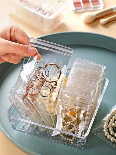100pcs Transparent Resealable PVC Jewelry Bags, Convenient Jewelry Storage Pouches, Clear Visible Jewelry Containers With Zipper, Anti-Oxidation And Anti-Discoloration, Suitable For Earrings, Necklaces, Jewelry, Small Gifts, Party Favors, Valentine's Day Gifts, Holiday Gifts